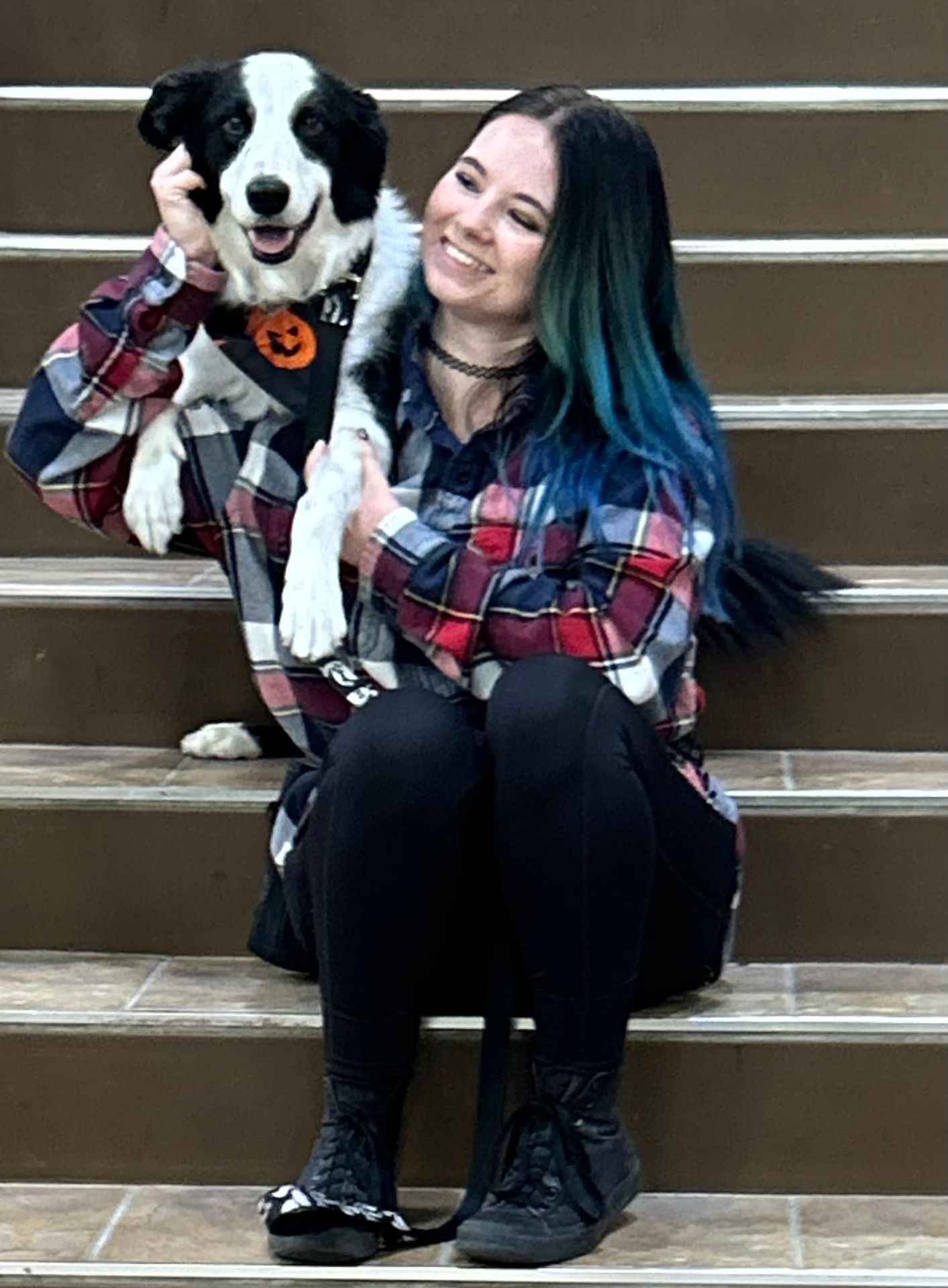 Woman with Australian Shepherd